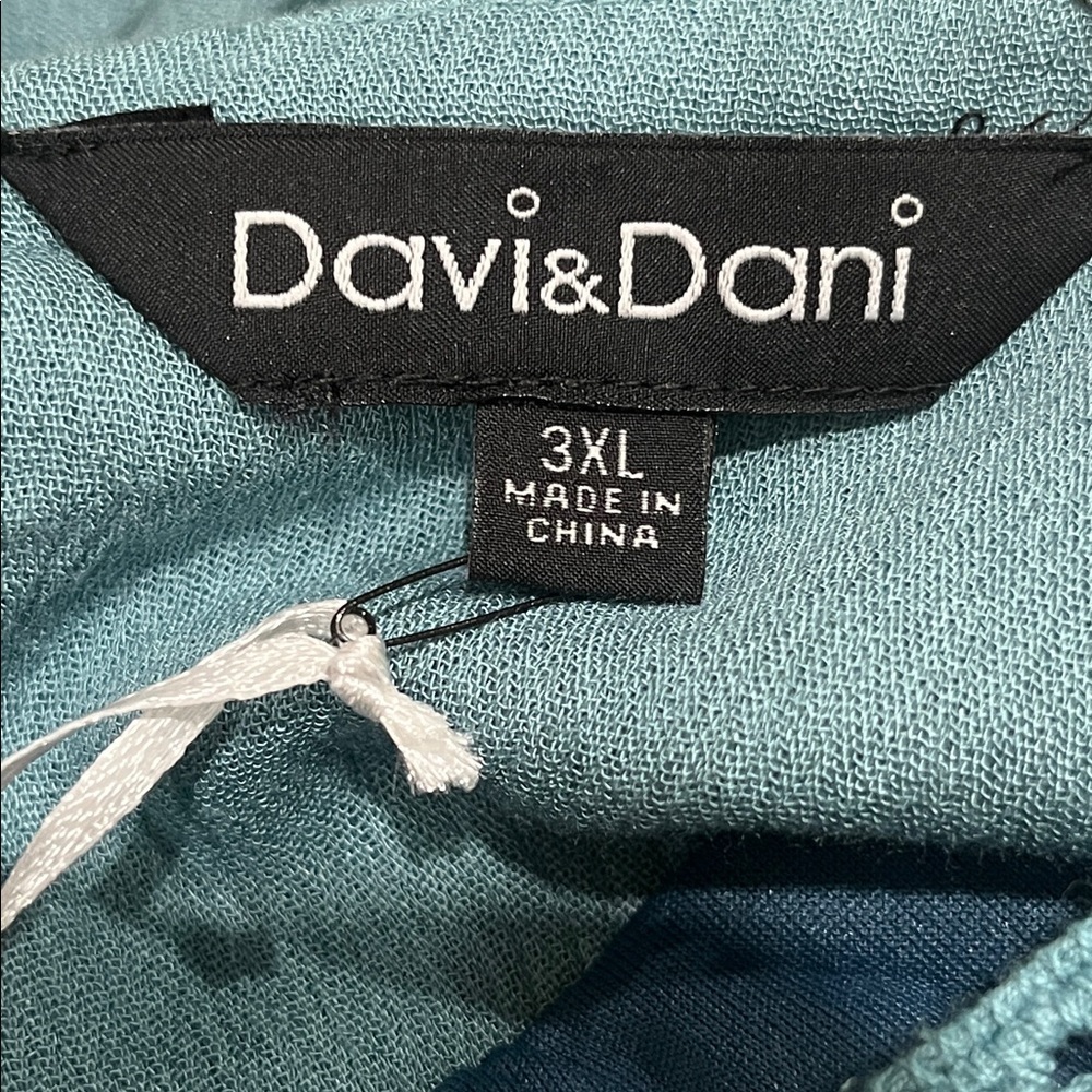 DAVI & DANI Sea Green Sleeveless CROCHET TASSLE YOKE BABYDOLL Dress SIZE 3XL - Picture 12 of 14